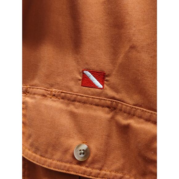 Vintage Cabela's Mens Size Medium Orange Elbow Patch Long Sleeve Button-Up Shirt - Picture 3 of 6